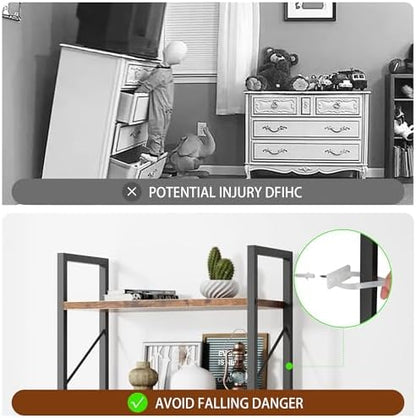 Shintenchi 5 Tiers Bookshelf, Classically Tall Bookcase Shelf, Industrial Book Rack, Modern Book Holder in Bedroom/Living Room/Home/Office, Storage Rack Shelves for Books/Movies-Rustic Brown