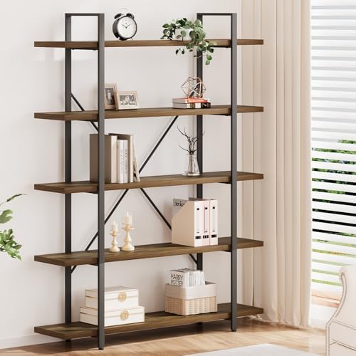 HSH White Bookshelf, 6 Tier Tall Bookcases for Bedroom Living Room Office | Industrial Modern Vertical Metal and Wood Bookcases, Farmhouse 6 Shelf Open Large Storage Book Shelves Display Book Shelf