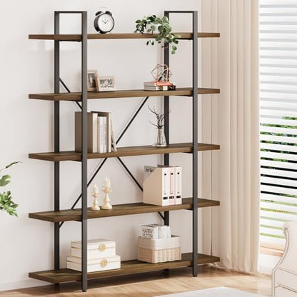 HSH White Bookshelf, 6 Tier Tall Bookcases for Bedroom Living Room Office | Industrial Modern Vertical Metal and Wood Bookcases, Farmhouse 6 Shelf Open Large Storage Book Shelves Display Book Shelf