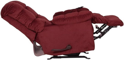 Catnapper Batts Chaise Rocker Recliner with Deluxe Heat & Massage in Red Polyester Fabric