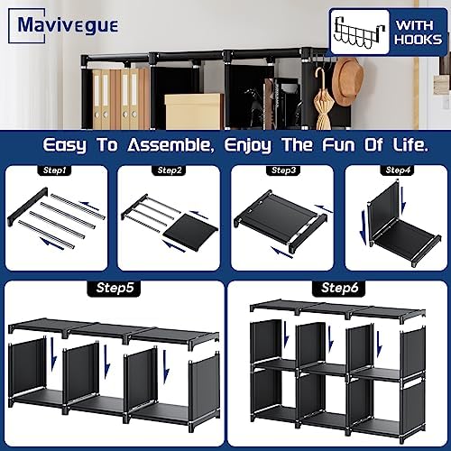 Mavivegue Bookcase, 18-Cube Extra Large Book Shelf, DIY Cube Storage Organizer for Bedroom, Living Room, Home Office - Black