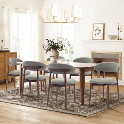 COLAMY Wooden Dining Chairs Set of 4, Modern Fabric Upholstered Kitchen Side Chairs, Farmhouse Dining Room Chair with Foot Pegs, Beige — Green / Set of 2 (2)