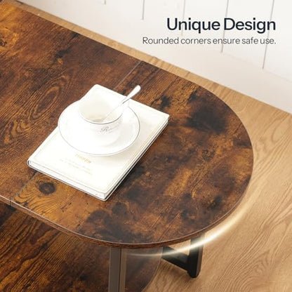 HOOBRO Coffee Table for Living Room, Oval Small Coffee Table with 2-Tier Open Storage Shelf, Industrial Cocktail Tea Table, Wooden Desktop Center Table, Farmhouse, Home Office, Rustic Brown BF09KF01
