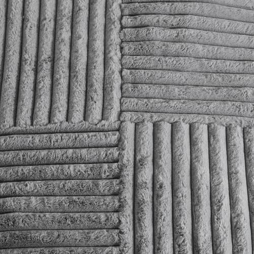 MAXYOYO Adjustable Living Room Chair, 3-Position Bean Bag Chair with Removable Cover, Upholstered Accent Chair with Frame, Soft Reclining Lounge for Bedroom, Apartment, Office, Green — Striped Cross Grey / Large (2)