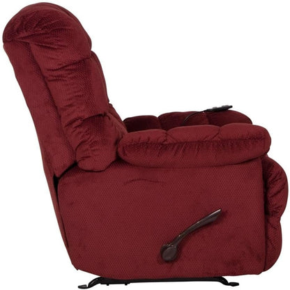 Catnapper Batts Chaise Rocker Recliner with Deluxe Heat & Massage in Red Polyester Fabric