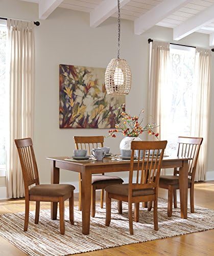 Signature Design by Ashley Berringer | Spindle Back 18" Dining Chairs (Set of 2) – Rustic Light Brown with Upholstered Cushioned Seat