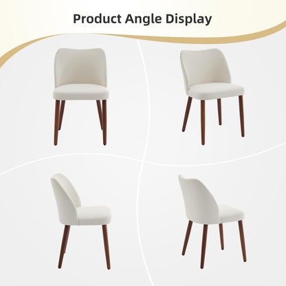 GarveeHome Wooden Dining Chair Set of 4 Upholstered Fabric Dining Chair | Modern Kitchen Chairs with Curved Backrest Leveling Feet for Dining Room, Living Room, , No tool assembly, No Wobble, White — White (8)