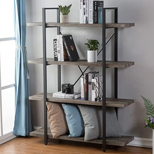 HSH White Bookshelf, 6 Tier Tall Bookcases for Bedroom Living Room Office | Industrial Modern Vertical Metal and Wood Bookcases, Farmhouse 6 Shelf Open Large Storage Book Shelves Display Book Shelf