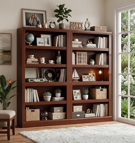 Unikito Bookshelf, 5 Tier Book Shelf, 71 Inch Tall Bookcase with Adjustable Shelves, Open Storage Book Case Organizer, Freestanding Display Shelf Stand for Living Room, Home Office, Bedroom, Cherry