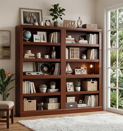 Unikito Bookshelf, 5 Tier Book Shelf, 71 Inch Tall Bookcase with Adjustable Shelves, Open Storage Book Case Organizer, Freestanding Display Shelf Stand for Living Room, Home Office, Bedroom, Cherry