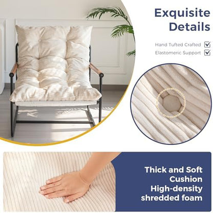 MAXYOYO Modern Accent Chair, Comfy Living Room Chair with Metal Frame Wooden Armrest, Upholstered Armchair with Soft Cushion for Bedroom Balcony Lounge Reading Room, Beige