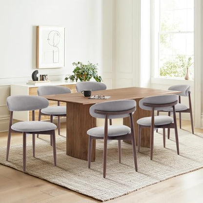 COLAMY Wooden Dining Chairs Set of 4, Modern Fabric Upholstered Kitchen Side Chairs, Farmhouse Dining Room Chair with Foot Pegs, Beige — Lightgrey / Set of 2 (2)