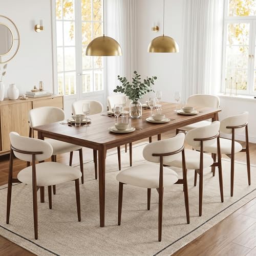 UVV Dining Chairs Set of 4, Metal Kitchen Chairs with Modern Fabric Upholstered for Dining Room, Beige