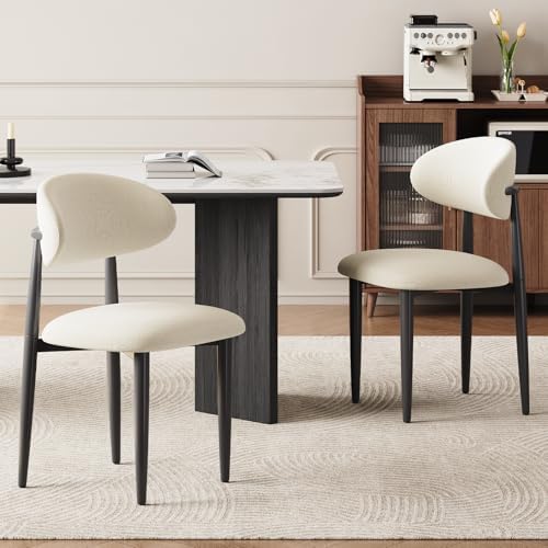 Dining Chairs Set of 4, Modern Fabric Upholstered Dining Room Chair MetalKitchen Chairs, Farmhouse Dinner Chair for Kitchen Dining Room, Beige