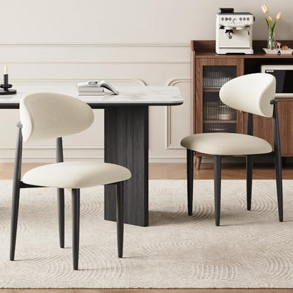 Dining Chairs Set of 4, Modern Fabric Upholstered Dining Room Chair MetalKitchen Chairs, Farmhouse Dinner Chair for Kitchen Dining Room, Beige