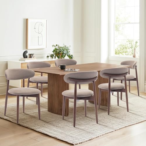 COLAMY Wooden Dining Chairs Set of 4, Modern Fabric Upholstered Kitchen Side Chairs, Farmhouse Dining Room Chair with Foot Pegs, Beige — Camel / Set of 2 (2)