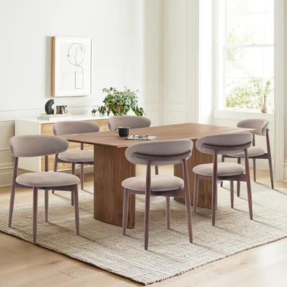 COLAMY Wooden Dining Chairs Set of 4, Modern Fabric Upholstered Kitchen Side Chairs, Farmhouse Dining Room Chair with Foot Pegs, Beige — Camel / Set of 2 (2)