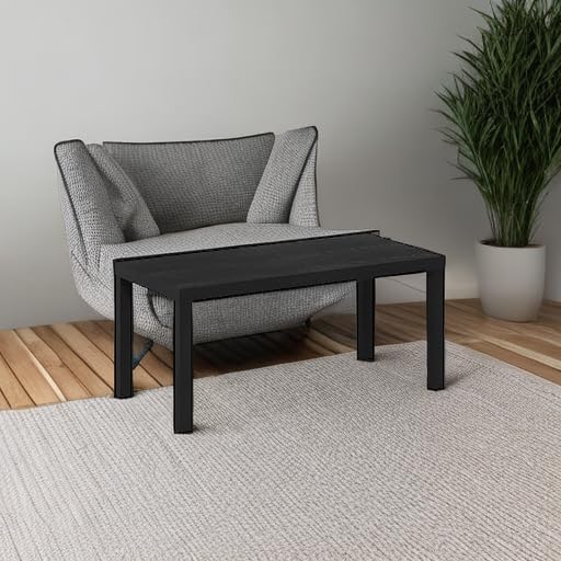 Furinno CLASSIC Coffee Table, Modern Rectangle Printer Stand, Black | 1.8" Triple Thick Tabletop, Toolless Assembly, Side Table, for Living Room, Home Office — Black / Rectangle (8)