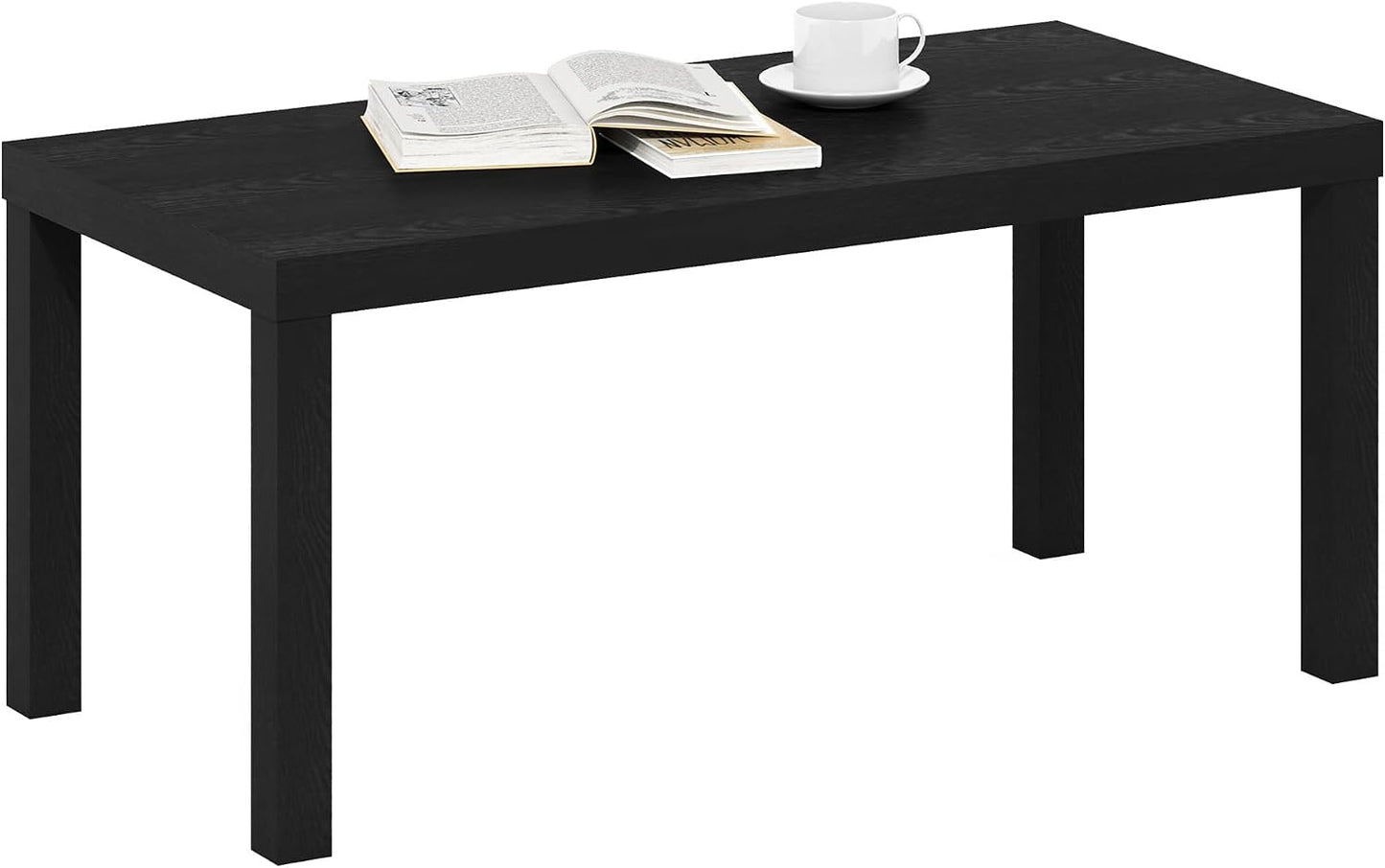 Furinno CLASSIC Coffee Table, Modern Rectangle Printer Stand, Black | 1.8" Triple Thick Tabletop, Toolless Assembly, Side Table, for Living Room, Home Office — Black / Rectangle