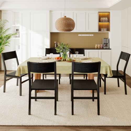 Feonase Dining Chairs Set of 6, Modern Kitchen Chairs with Ergonomic Backrest, MDF Board and Metal Legs, Dinner Chairs for Dining Room, Kitchen and Living Room, Walnut — Black (2)