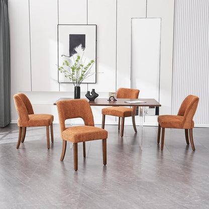 VKNOW Dining Chairs Set of 4, Fabric Dining Chairs, Green | Modern Mid-Century Upholstered Farmhouse Dinner Chair for Kitchen Dining Room Restaurant, Easy Assembly — Orange / Set of 4