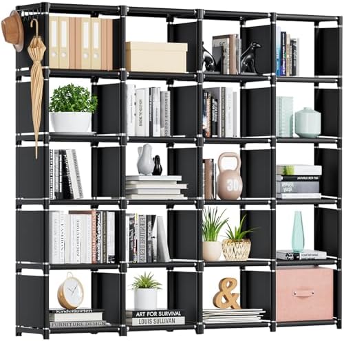 Mavivegue Bookcase, 18-Cube Extra Large Book Shelf, DIY Cube Storage Organizer for Bedroom, Living Room, Home Office - Black