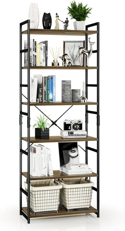 NUMENN 5 Tier Bookshelf, Tall Bookcase Shelf Storage Organizer, Modern Book Shelf for Bedroom, Living Room and Home Office, Vintage