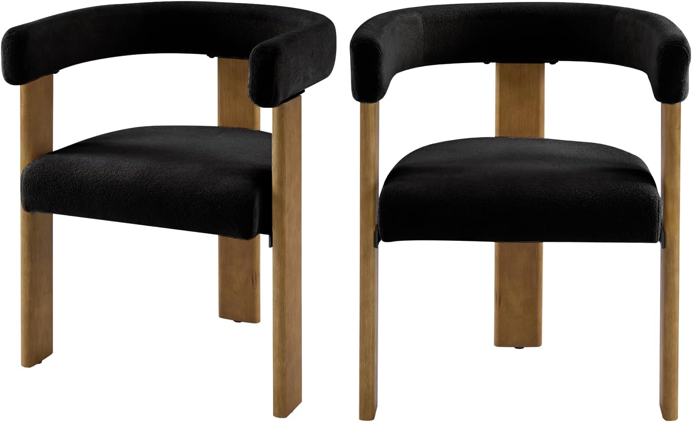 VIRRMO Boucle Dining Chair Set of 4 Corduroy Upholstered Dining Room Chairs Kitchen Chairs with Metal Legs Mid Century Modern Chair for Dining Room, Kitchen (Cream, 4) — Wood-black / 2
