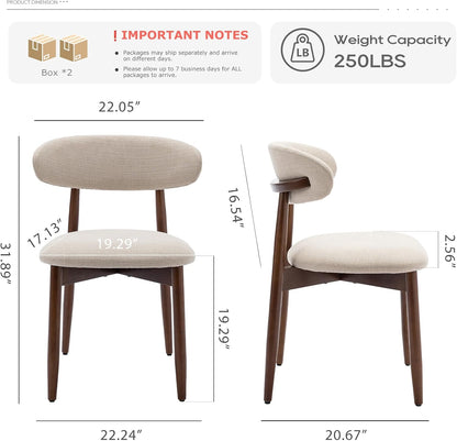 COLAMY Wooden Dining Chairs Set of 4, Modern Fabric Upholstered Kitchen Side Chairs, Farmhouse Dining Room Chair with Foot Pegs, Beige — Beige / Set of 4 (2)