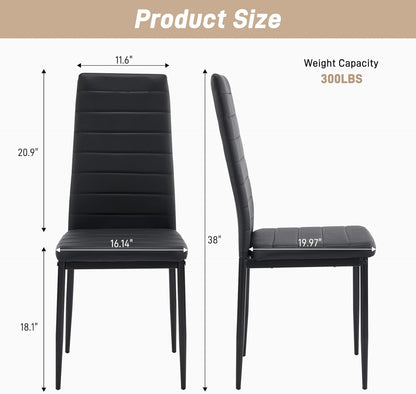 Karl home Dining Chairs Set of 4, PU Leather & High Back, Black | Black kitchen chairs with padded seats & foot cap protection for dining kitchen living room,300lbs capacity,space-saving — Black / Set of 4 (2)