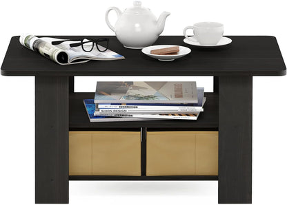 Furinno Coffee Table with Bins, Espresso/Brown — Espresso/Brown / 2 Bin (5)