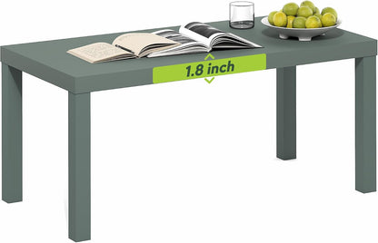 Furinno CLASSIC Coffee Table, Modern Rectangle Printer Stand, Black | 1.8" Triple Thick Tabletop, Toolless Assembly, Side Table, for Living Room, Home Office — Sage Green / Rectangle