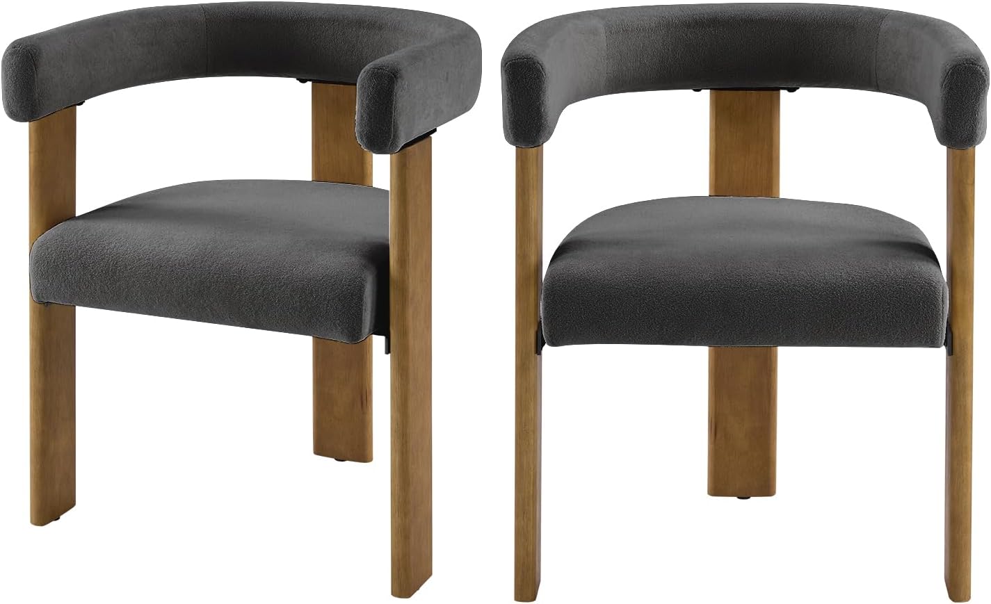 VIRRMO Boucle Dining Chair Set of 4 Corduroy Upholstered Dining Room Chairs Kitchen Chairs with Metal Legs Mid Century Modern Chair for Dining Room, Kitchen (Cream, 4) — Wood-gray / 2
