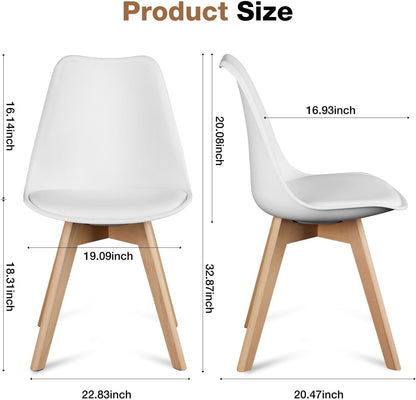 OLIXIS Dining Chairs Set of 4, Mid Century Modern Accent Chairs with Curved Backrest and Wood Legs, PU Leather Upholstered Kitchen Side Chair for Living Room, Bedroom, Outdoor Patio, White — White / 4 PC (3)