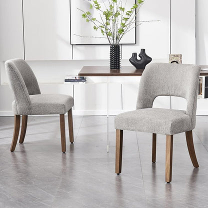 VKNOW Dining Chairs Set of 4, Fabric Dining Chairs, Green | Modern Mid-Century Upholstered Farmhouse Dinner Chair for Kitchen Dining Room Restaurant, Easy Assembly — Grey / Set of 2