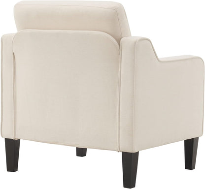 VINGLI Modern Accent Chairs Set of 2, Beige Living Room Chairs Comfy Armchair for Bedroom, Upholstered Sofa Chair Reading Chair for Small Spaces, Apartment, Waiting Room — 2 / Beige Linen (10)