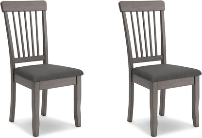 Signature Design by Ashley Berringer | Spindle Back 18" Dining Chairs (Set of 2) – Rustic Light Brown with Upholstered Cushioned Seat — Grey