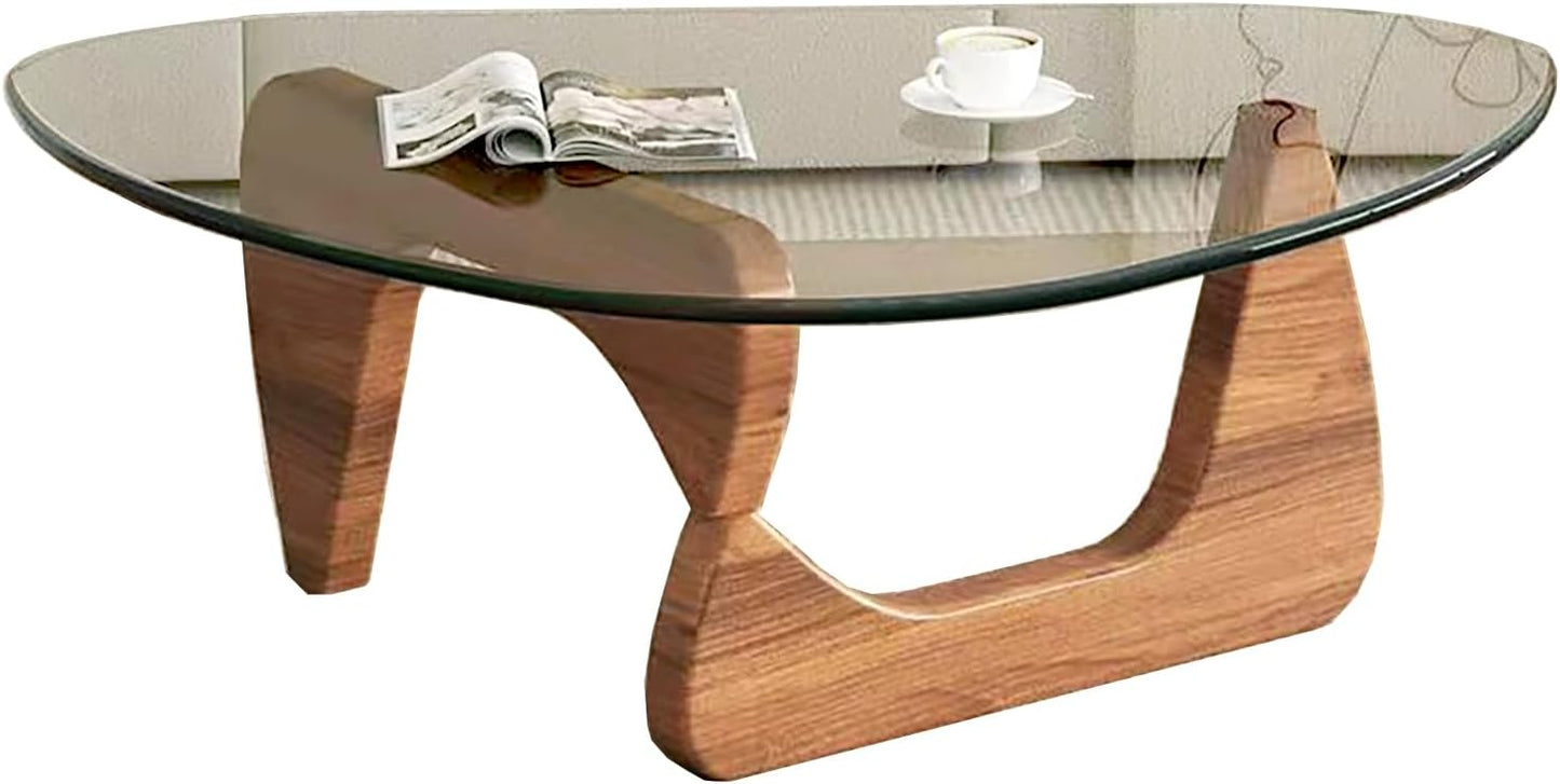 Modern Glass Coffee Table, Mid Century Small Coffee Table, Coffee Table for Living Room,Suitable for Bedroom Living Room Reception Office Tables (Walnut/Transparent, Small) — Walnut/Transparent / Small 32.2 * 22.4 * 16in (9)