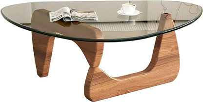 Modern Glass Coffee Table, Mid Century Small Coffee Table, Coffee Table for Living Room,Suitable for Bedroom Living Room Reception Office Tables (Walnut/Transparent, Small) — Walnut/Transparent / Small 32.2 * 22.4 * 16in (9)