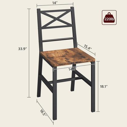 MAHANCRIS Dining Chair Set of 2, Rustic Wooden Kitchen Chairs with Backrest, Farmhouse Dining Chairs for Kitchen, Industrial Style Chair with Metal Frame, Easy Assembly, Rustic Brown TBHR1001 — Rustic Brown / 2 (5)