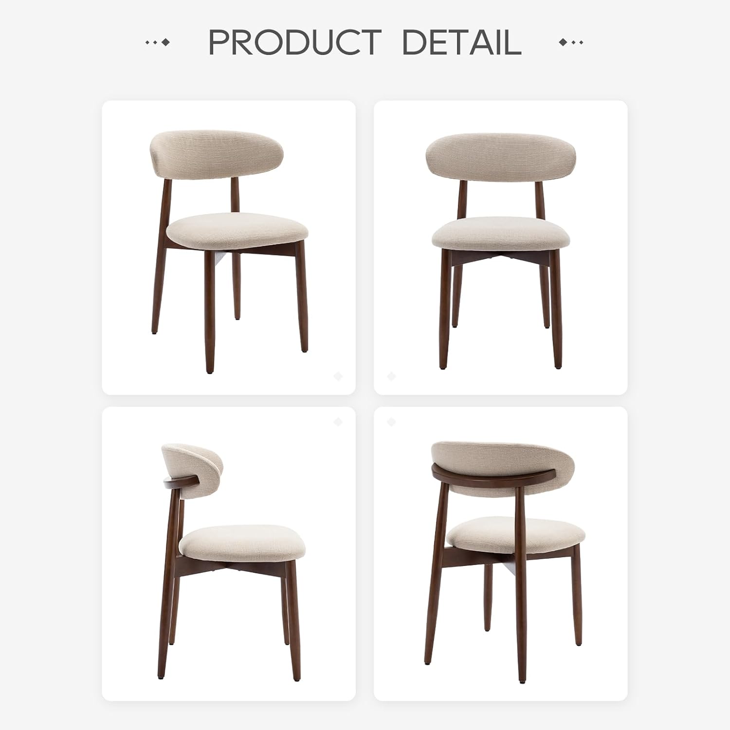 COLAMY Wooden Dining Chairs Set of 4, Modern Fabric Upholstered Kitchen Side Chairs, Farmhouse Dining Room Chair with Foot Pegs, Beige — Beige / Set of 4 (9)