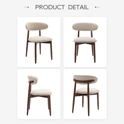 COLAMY Wooden Dining Chairs Set of 4, Modern Fabric Upholstered Kitchen Side Chairs, Farmhouse Dining Room Chair with Foot Pegs, Beige — Beige / Set of 4 (9)