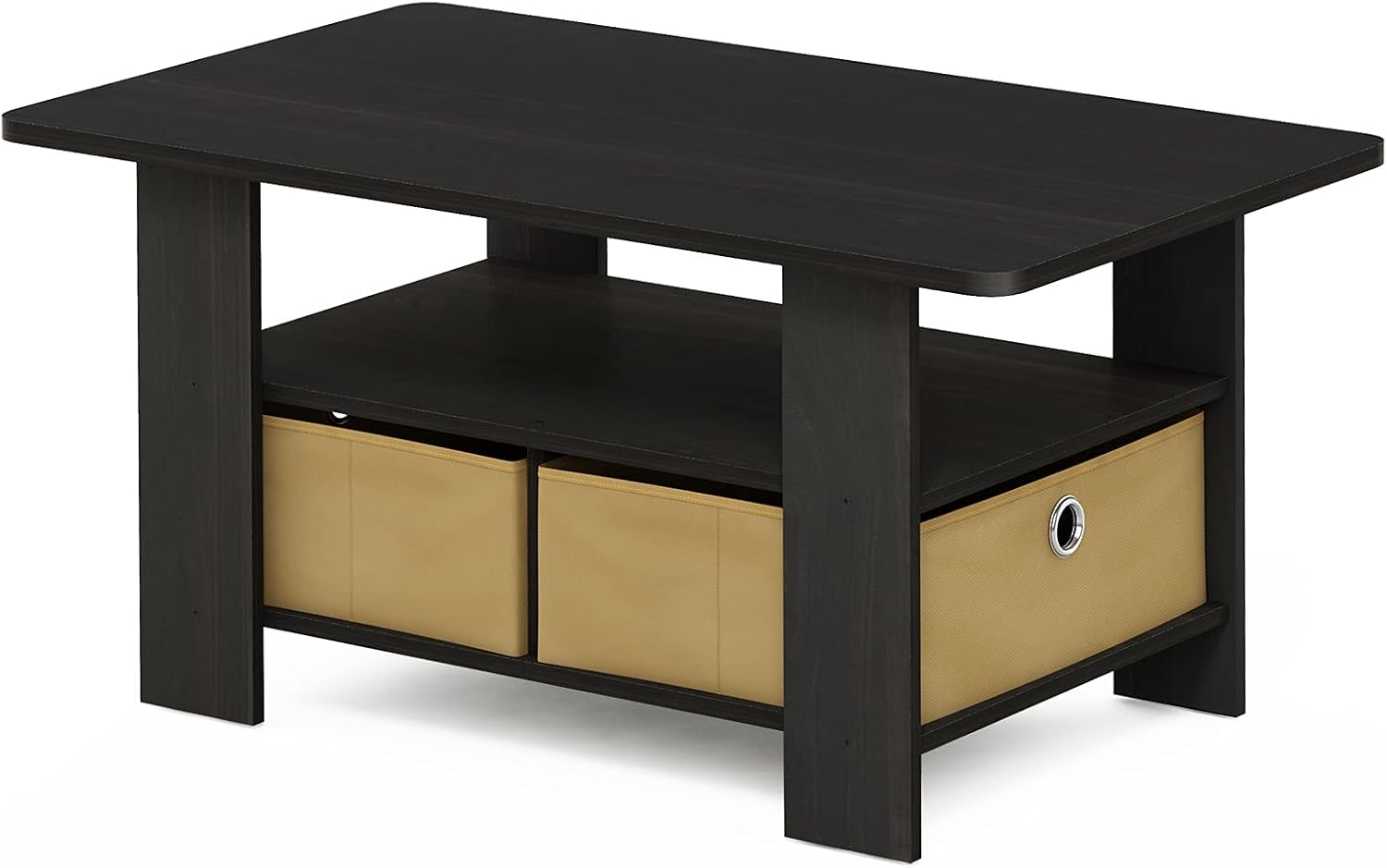 Furinno Coffee Table with Bins, Espresso/Brown — Espresso/Brown / 2 Bin (7)