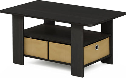 Furinno Coffee Table with Bins, Espresso/Brown — Espresso/Brown / 2 Bin (7)