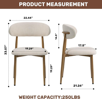 UVV Dining Chairs Set of 4, Metal Kitchen Chairs with Modern Fabric Upholstered for Dining Room, Beige — Beige Seat /Wood-grain Metal Legs / 4 (9)