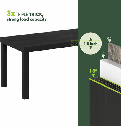 Furinno CLASSIC Coffee Table, Modern Rectangle Printer Stand, Black | 1.8" Triple Thick Tabletop, Toolless Assembly, Side Table, for Living Room, Home Office — Black / Rectangle (7)