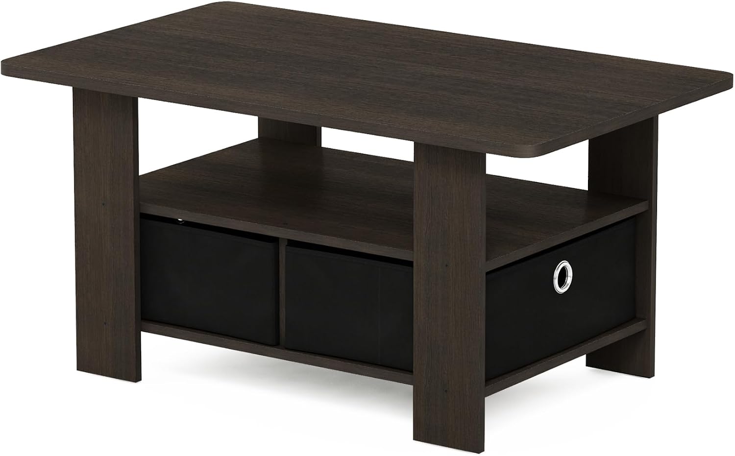 Furinno Coffee Table with Bins, Espresso/Brown
