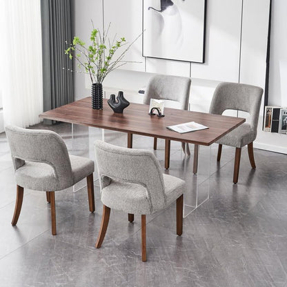 VKNOW Dining Chairs Set of 4, Fabric Dining Chairs, Green | Modern Mid-Century Upholstered Farmhouse Dinner Chair for Kitchen Dining Room Restaurant, Easy Assembly — Grey / Set of 4