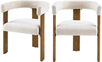 VIRRMO Boucle Dining Chair Set of 4 Corduroy Upholstered Dining Room Chairs Kitchen Chairs with Metal Legs Mid Century Modern Chair for Dining Room, Kitchen (Cream, 4) — Wood-cream / 2