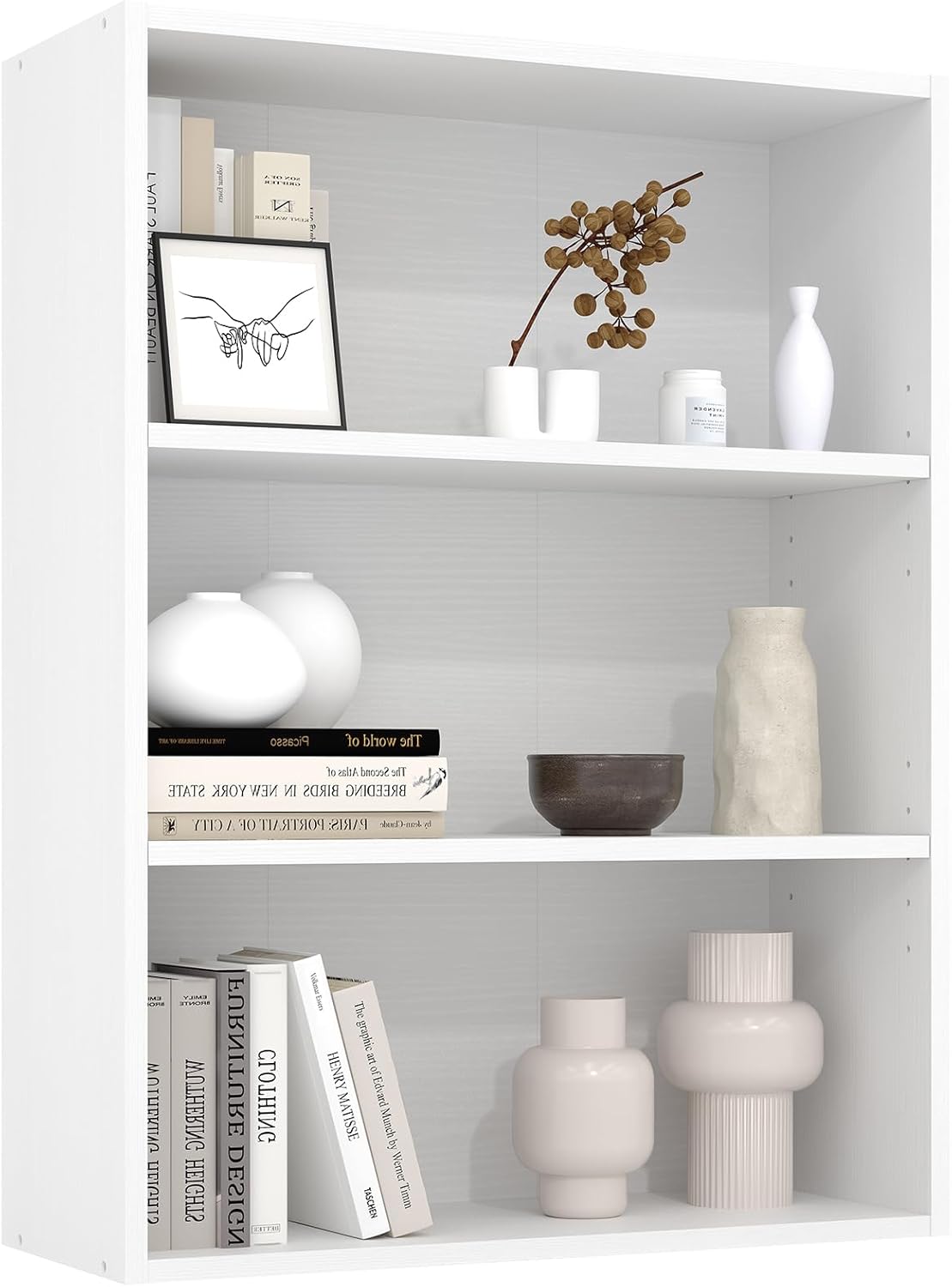 Sweetcrispy 5 Shelf Bookcase Open Display Bookshelf Storage Organizer | 53 Inches Tall Book Shelf Floor Standing Corner Unit, Living Room, Home Office, Kitchen, Bedroom, Rustic Brown Wood — White / 3 Shelf